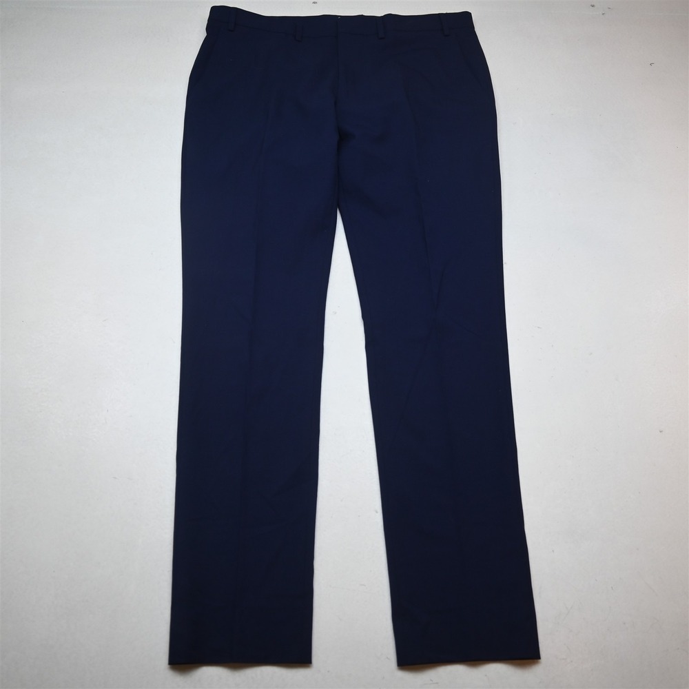 Cole Haan 40x34 Blue Strech Wool HCMWS26 Grand OS Slim Dress Mens Pants
